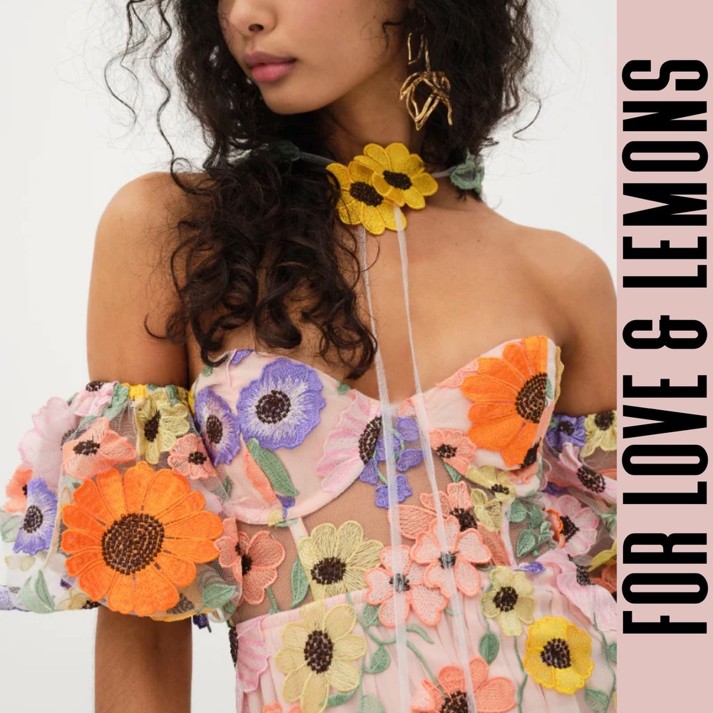 For Love and Lemons dress mini floral spring summer mesh corset cut out
